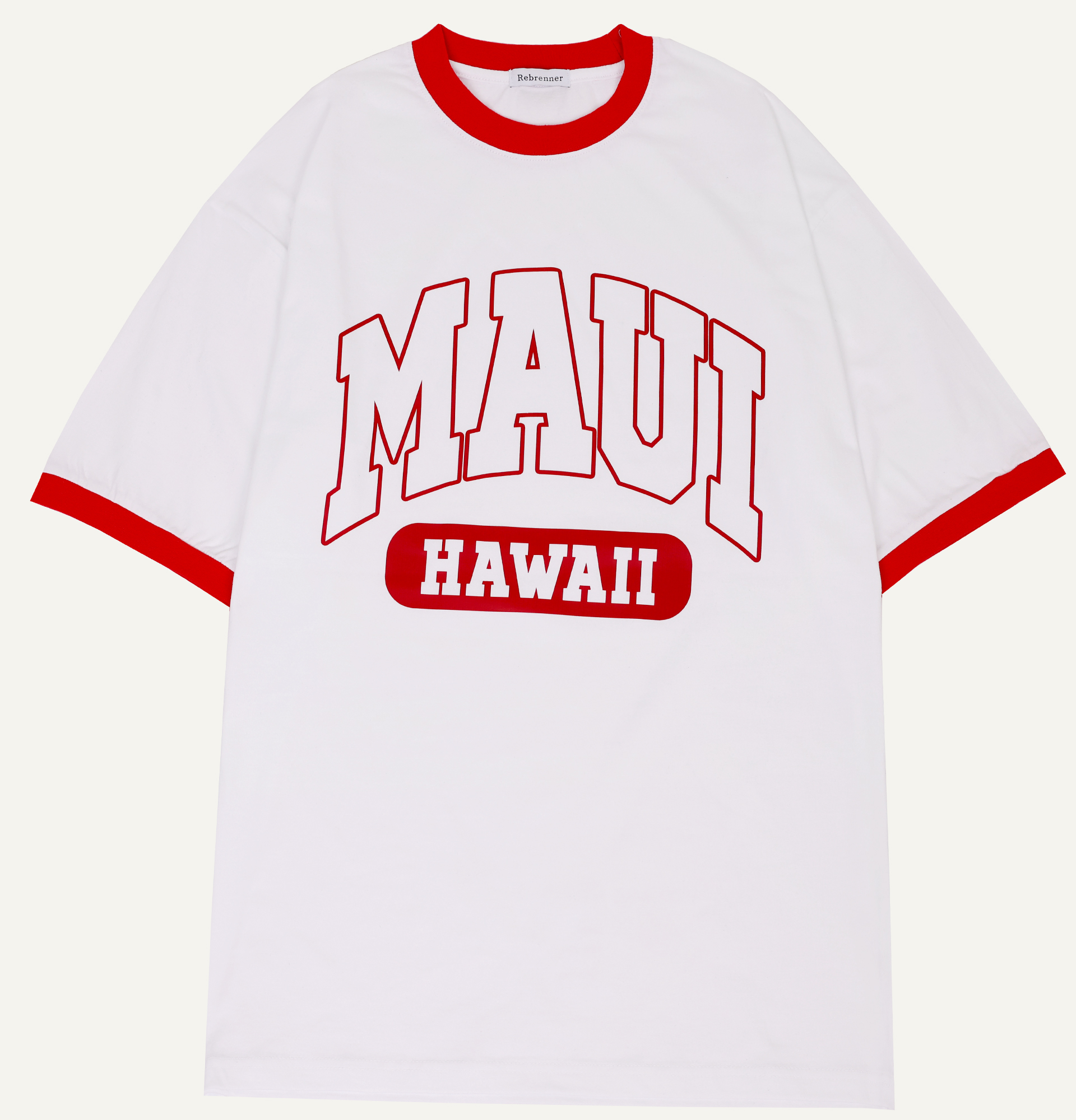 Over size hawaii short sleeve tee red
