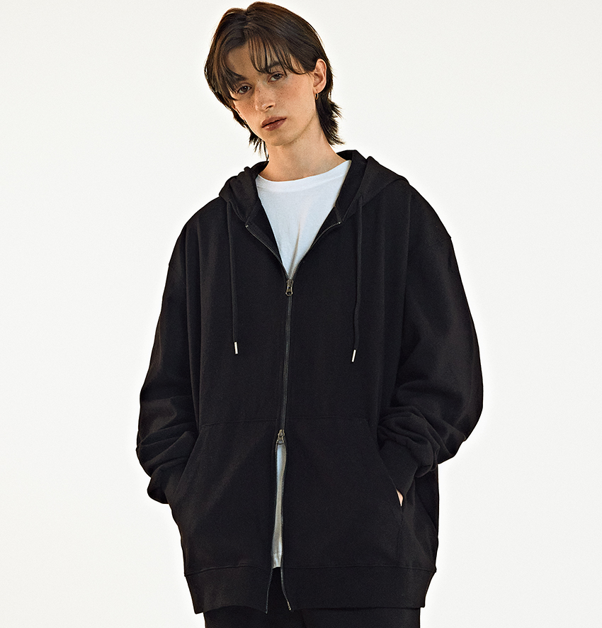 Select 2 way hoodie zip-up black