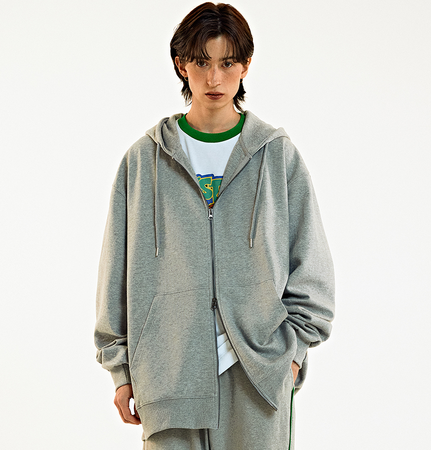 Select 2 way hoodie zip-up gray